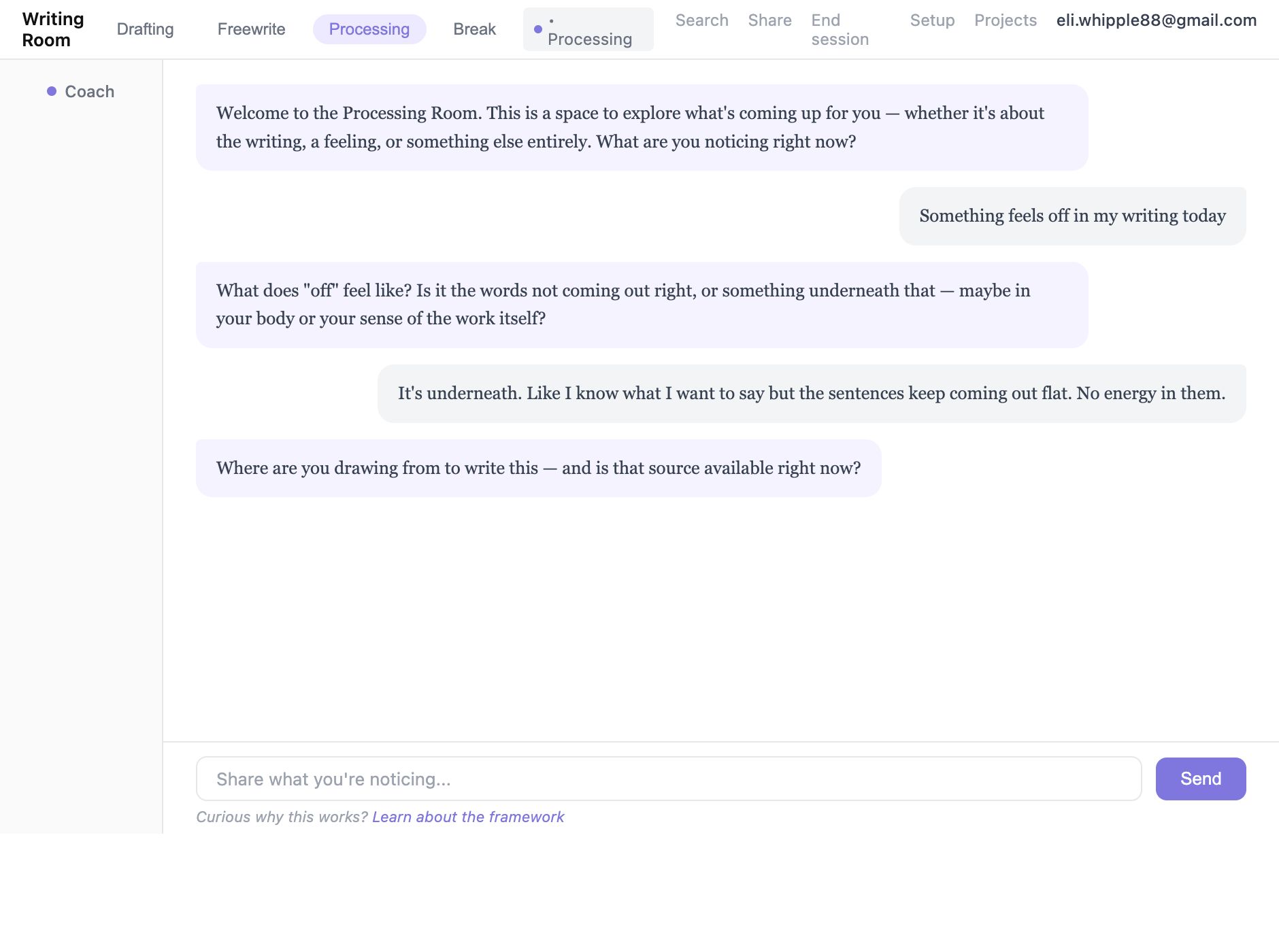 Processing Room with coach conversation